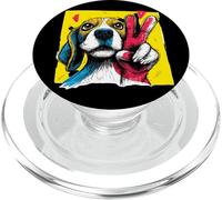 Beagle Face Peace Sign Retro Pop Dog Character Graphic Hound PopSockets PopGrip for MagSafe