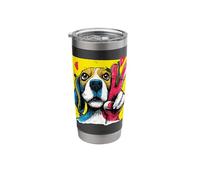 Beagle Face Peace Sign Retro Pop Dog Character Graphic Hound Stainless Steel Insulated Tumbler