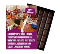 Beagle Funny Birthday Boxed Chocolate Gift Silly Present Card for Dog Lovers Funny 100 Gram Belgian Milk Chocolate Greeting Bar Not a Dog Treat Human Consumption Only