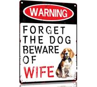 Beagle Funny Metal Garage Signs For Men Room Decor Little Man Cave Sign Vintage Bar Home Pub Office Wall Decorations,Forget The Dog Beware Of Wife Tin Signs 8x12 Inch