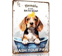 Beagle Funny Metal Sign Gifts Decor Vintage Bathroom and Bathtub Metal Tin Sign Decor Dog Lovers Home Bar Restroom Toilet Retro Wall Art Poster Sign Accessories 8x12 Inch