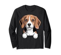 Beagle Funny Peeking Pocket Puppy Dog Lover Long Sleeve T-Shirt