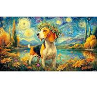 Beagle-in-meadow-with-river 1000 Piece Recycled Paper Jigsaw Puzzle Fun Present & Activity for Home Educational Game Decompression Great Gift Idea for Wall Decoration and Gifts 38x52/1000pcs