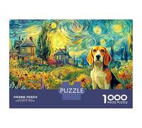 Beagle in Starry Night 1000 Pieces Jigsaw Puzzles Engaging Family Games Dreamy Starry Sky Jigsaw Puzzle Beautiful Decoration for Adults And Kids 52x38cm/1000pcs