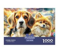 Beagle in Town 1000-Piece Jigsaw Puzzle Classic Two Beagles Educational Games for Senior Citizens Recycled Cardboard 52x38cm/1000pcs