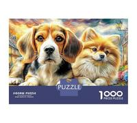 Beagle in Town 1000 Pieces Premium Cardboard Two Dogs Resting Family Jigsaw Puzzle Mindfulness Activity Birthday Gift Precision Cut Family-friendly Design 38x26cm/1000pcs