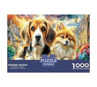 Beagle in Town Jigsaw Puzzles 1000 Piece - Two Dogs in Vibrant Scene Challenging Puzzles, for Men And Women Great Gift Idea38x26cm/1000pcs
