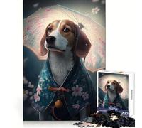 Beagle Japanese Kimono Puzzle for Adults 1000 Pieces Critical Think Serene Escape Uniform Edges Festive Present (38x52cm)