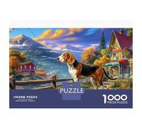 Beagle Jigsaw Puzzle Beagle in Tiny Village 1000 Pc Adults And Children Classic Educational Games Brain Development 70x50cm/1000pcs