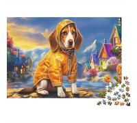 Beagle Jigsaw Puzzle Beagle Sitting in Town Jigsaw Puzzles Theme:Romantic Street Great Gift Idea 70x50cm/1000pcs