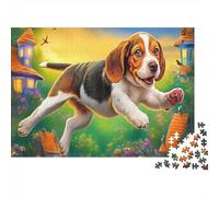 Beagle Jigsaw Puzzle Pet Beagle 1000 Pieces 100% Recycled Board for Couples Logic Skill Party Game 38x26cm/1000pcs