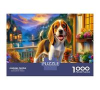 Beagle Jigsaw Puzzles 1000 Piece Fit Adults Or Families Together Pet Dog Challenging Puzzles for The Whole for Women Home Decoration 100% Recvcled Cardboard 70x50cm/1000pcs