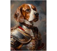 Beagle Knight Puzzles 1000 Pieces for Adults - Pet Knight Portrait Gift for Beagle Owner - Funny Challenging Jigsaw Puzzle Perfect for Game Nights