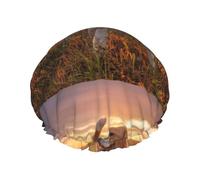 Beagle Lawn Dogs On A Walk Pets Dogs Sunset,Shower Cap Nightcap Double Layer Waterproof Elastic Bath Cap Reusable Hair Cap