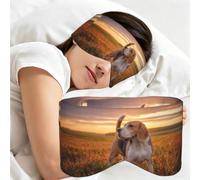 Beagle Lawn Dogs On A Walk Pets Dogs Sunset, Sleep Mask for Home Travel, Full Eye Covers Light Blocking Eye Mask Sleep Eye and Ear Muffs