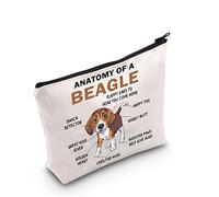 Beagle Lover Gift Anatomy of A Beagle Makeup Bag Beagle Owner Cosmetic Bag Beagle Mama Gift Dog Lover Gift Dog Mom Zipper Travel Pouch (Anatomy of A Beagle)