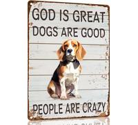 Beagle Metal Sign God is Great Dogs Are Good Metal Tin Sign Funny Welcome Signs Vintage Wall Decor For Bar Pub Club 8x12 Inch