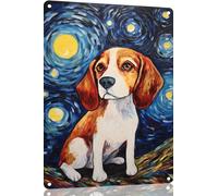 Beagle Oil Painting Tin Sign Colorful Oil Painting Animal Retro Poster Vintage Metal Tin Signs for Men Women Wall Art Decor for Home Bars Clubs Cafes 8x12 Inch