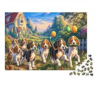 Beagle Pack Plays with Balls in Yard Jigsaw Puzzles for Adults,1000 Pieces Pet Challenging Puzzle, Home Decoration Great Gift for Adults 70x50cm/1000pcs