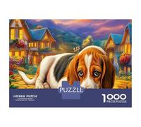 Beagle Paper Dog Lying Village Jigsaw Puzzle Set Brain Training Birthday Gift 70x50cm/1000pcs