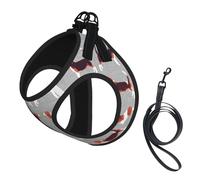 Beagle Patterns Print Dog Harness Small Sized And Leash Set, Step In Soft Light Puppy Vest Breathable Mesh Pet Harness