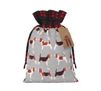 beagle patterns Print Drawstring Bags, Candy Snack Bag, Reusable Holiday Pouches for Wrapping & Storage M