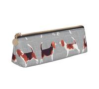 Beagle Patterns Print Elegant Pencil Case Large Capacity Triangle Pouch with Zipper for Writing Tools