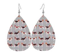 beagle patterns Print Leather Earring Women - Dangle-earrings, Teardrop Fashion Glitter for Parties, Girls Accessory