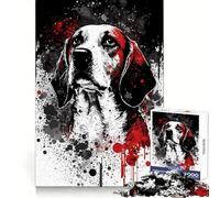 Beagle Portrait Jigsaw Puzzles 1000 Piece for Teenagers Thought Training Mind Soothing Fun Uniform Cut Thoughtful Xmas (50x75cm)