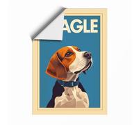 Beagle Profile Poster Vintage Unframed Wall Art Print A4 (29.7×21cm), Wall Decor for Living Room, Bedroom, Office & Home, Art Gift