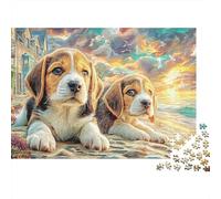Beagle Puppies Puzzles 1000 Pieces for Adults Jigsaw Two Beagles 1000 Piece Puzzle Classic Educational Games Beautiful Decoration Puzzle Colourful Puzzle Game for The Whole 70x5