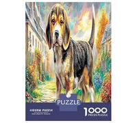 Beagle Puppy 1000 Piece Beagle Town Walk Jigsaw Puzzles for Puzzles 1000 Pieces Jigsaw for Adults for Adult Challenging Family Puzzle Game Adults Gifts 52x38cm/1000pcs