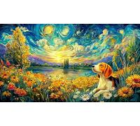 Beagle-puppy-by-lakeside-at-sunset Adult Jigsaws 1000 Piece Puzzle Game Challenging Puzzles for Wall Decoration and Gifts Great Gift Idea Educational Games 38x26/1000pcs