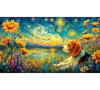 Beagle-puppy-by-lakeside-at-sunset Adult Jigsaws 1000 Pieces Challenging Puzzles Educational Games Beautiful Decoration Puzzle for Wall Decoration and Gifts 38x26/1000pcs