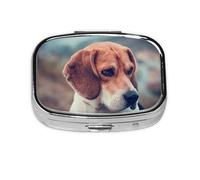 Beagle Puppy Dogs Pets Beagle,Meta Pill Box 2 Compartment Medicine Case,Portable Organizer,Rectangle Meta Portable Organizer Pill Box 988 Compartment Medicine Case
