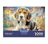 Beagle Puppy in Village 1000pc Classic Jigsaw Puzzle Animal Illustration Puzzle for Adults Thick Cardboard Teen Fans 12-18 Logic Skill After-School Party Best Gift Puzzle Lovers 70x50cm/1000pcs