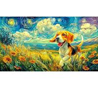 Beagle Puppy Running Joyfully Adult Jigsaws 1000 Pieces Recycled Paper - Home Activity & Fun Present for Adults 38x52/1000pcs