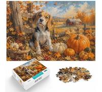 Beagle Puppy with Pumpkins Painting ｜ Fall Do Jigsaw Puzzle, 1000 Piece | For winter weekends: Adult jigsaw puzzle with 1000 pieces turns winter downtime into puzzle time.