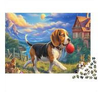 Beagle Puzzle for Adults Beagle Running with A Ball Jigsaw Puzzle Fun And Challenging Family Game Recycled Paper 52x38cm/1000pcs