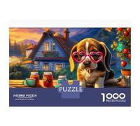 Beagle Puzzles Beagle in Heart Sunglasses 1000 Piece For Adults & Kids Brain Development Fun Present & Activity for Home 38x26cm/1000pcs