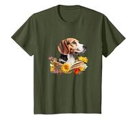 Beagle Reading Book T-Shirt, Youth, Olive Green, 4T