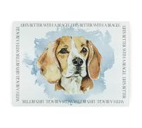 Beagle Rectangular Glass Worktop Protector - Life's Better with a Dog Gift - Large Textured Kitchen Chopping/Cutting Board Worktop Saver with Non-Slip Feet 39cm x 28.5cm (15" x 11")