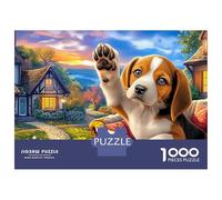 Beagle Recycled Cardboard Jigsaw Puzzle Beagle Raising Paw 1000Pc for Senior Citizens Challenging & Brainteasing 38x26cm/1000pcs