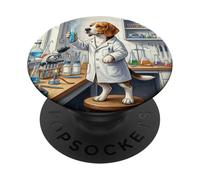 Beagle Scientist Dog Laboratory Experiment Scene PopSockets Adhesive PopGrip