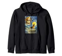 Beagle Starry Night Van Gogh Cute Howling Dog Zip Hoodie