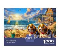 Beagle Sturdy Paper Two Dogs at Beach Jigsaw Puzzle Educational Family Activity 70x50cm/1000pcs