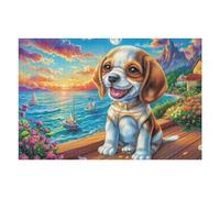 Beagle Sunset Flower Field 1000-piece Jigsaw Puzzle Bundle Family Puzzle Lovers Brain Training Mindful Activity Spring Creativity & Gift Giving 1000 PCS