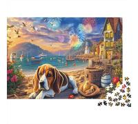 Beagle Sustainable Jigsaw Puzzle 1000 Piece Beagle by The Seaside for Adults Educational Decompression Game 52x38cm/1000pcs