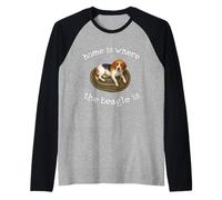Beagle T-Shirt - Home is Where The Beagle is Beautiful Dog Raglan Baseball Tee