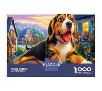 Beagle Thick Paper Dog Jumping Village Jigsaw Puzzle Bundle Boredom Buster Puzzle Gift 52x38cm/1000pcs